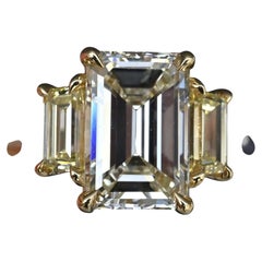 GIA 2.50 Ct L VVS2 Emerald Cut Diamond Three Stone Ring Platinum 18K Gold 6.5