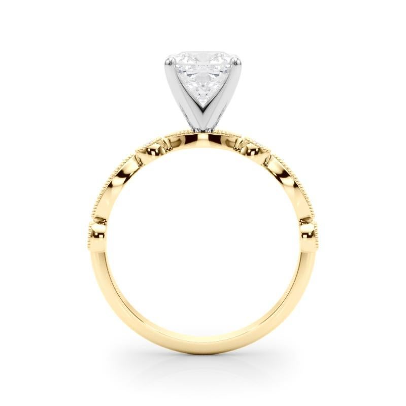 GIA Anillo de diamantes de oro amarillo con bisel milgrain redondo y marquesa en forma de cojín de 2,50 ct en Nuevo Estado en New York, NY