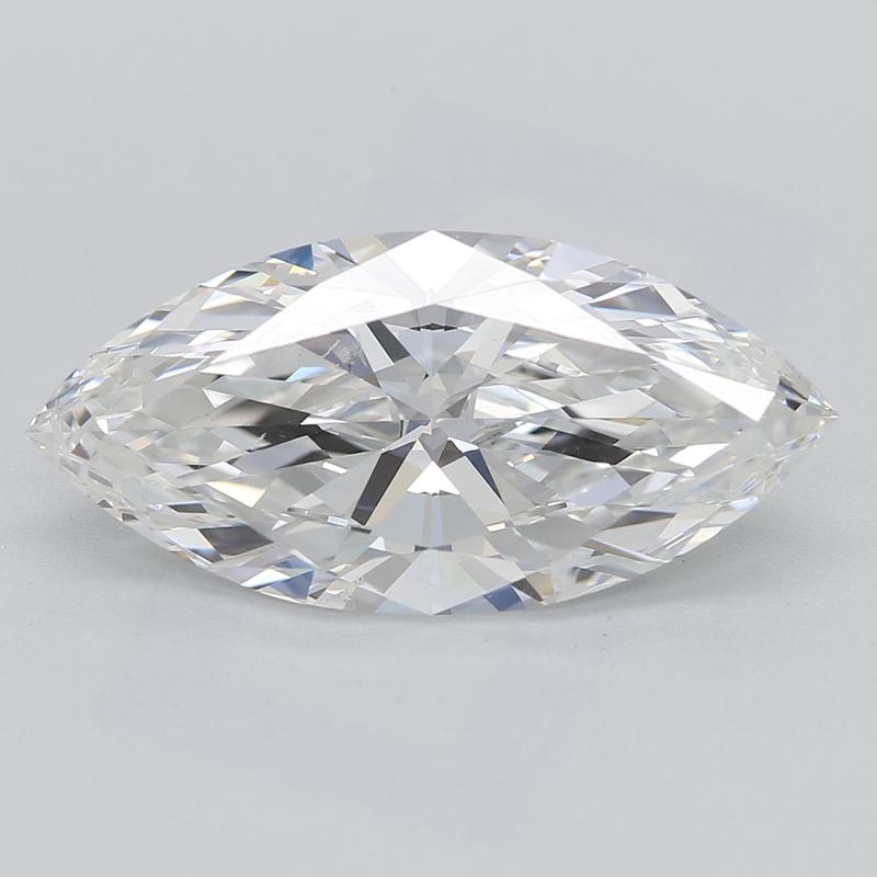 Handcrafted in New York, a stunning diamond ring that marries timeless elegance with contemporary flair, featuring a magnificent center stone of marquise brilliance. This piece showcases a remarkable 2.50 diamond, expertly graded G and SI1 ,