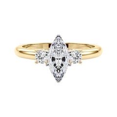 GIA 2.50ct Marquise 3-Stone Past, Present & Future 18K Yellow Gold Diamond Ring