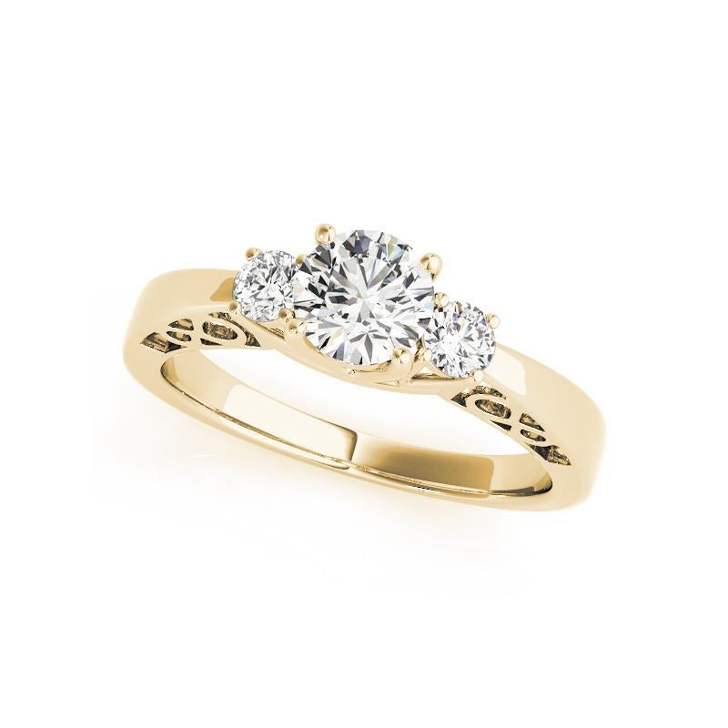 Round Cut GIA 2.50ct Round 3-Stone Open Gallery Infinity 18K Yellow Gold Diamond Ring For Sale
