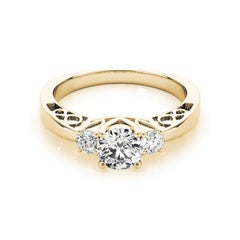 GIA 2.50ct Round 3-Stone Open Gallery Infinity 18K Yellow Gold Diamond Ring