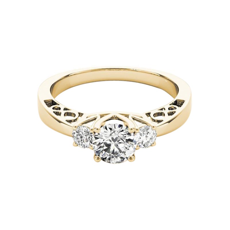 GIA Anello con diamante rotondo a 3 pietre Open Gallery Infinity in oro giallo 18 carati da 2,50 ct.