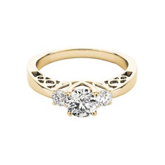 GIA Anello con diamante rotondo a 3 pietre Open Gallery Infinity in oro giallo 18 carati da 2,50 ct.