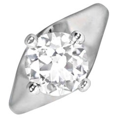 GIA 2.50ct Retro Bulgari Ring with Gia Certified Old European Cut Diamond