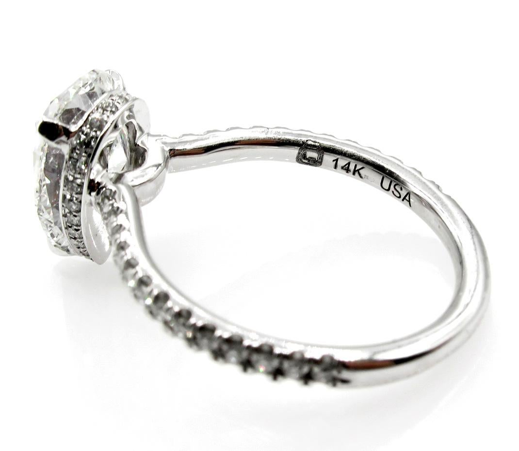 Women's GIA 2.50 Carat Pear Shaped Diamond Pave Solitaire 14 Karat Gold Wedding Ring