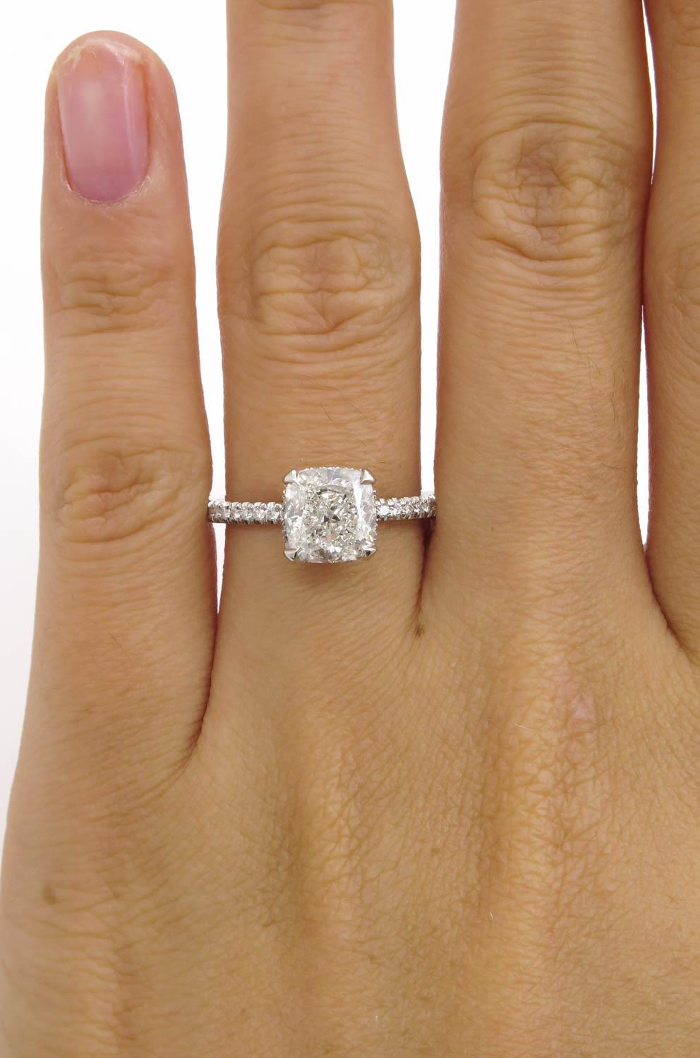 GIA 2.51 Carat Cushion Diamond Engagement Wedding Platinum Ring 2