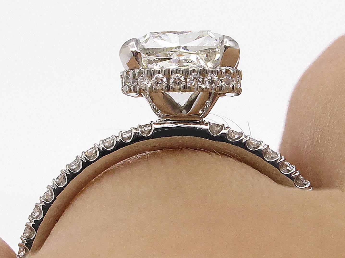 GIA 2.51 Carat Cushion Diamond Engagement Wedding Platinum Ring 7