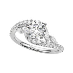 GIA 2.51 Carat Round Curved Bypass Leaf & Vine (Feuille et Vigne)  Bague en diamant