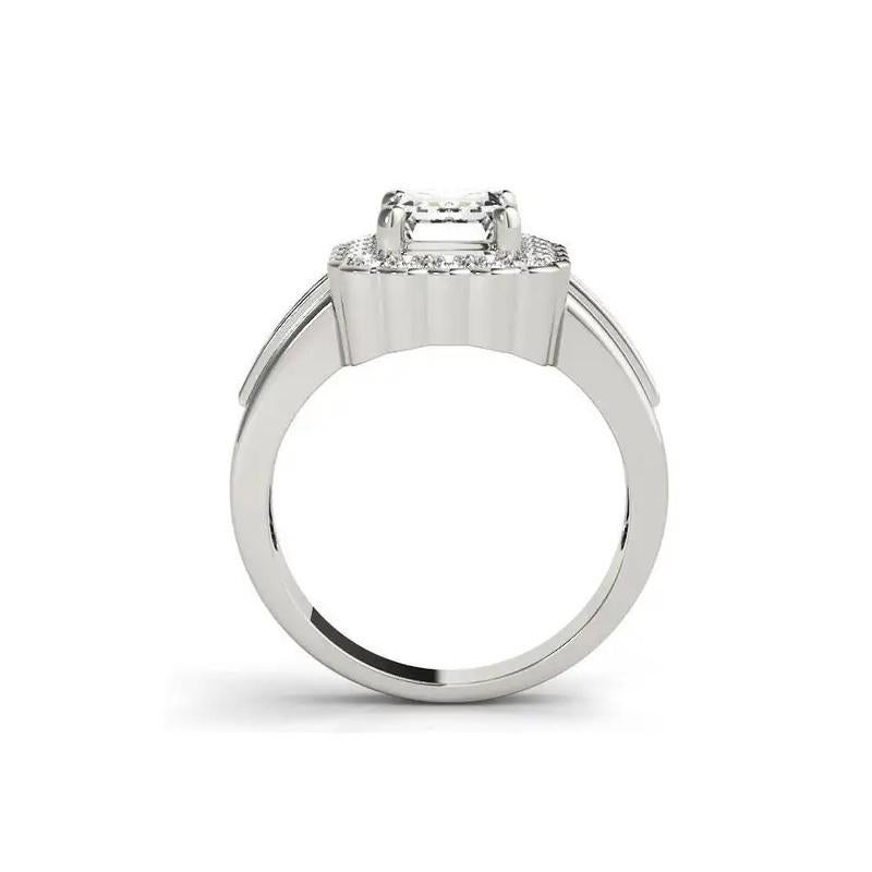 GIA 2.51ct H SI1 Radiant Lace Flower Halo Vintage 18K Weißgold Diamantring (Zeitgenössisch) im Angebot