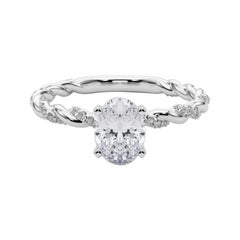 GIA 2.51ct Oval Micro Pave Twisted Braid Band 18K White Gold Diamond Ring
