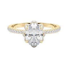 GIA 2.51ct Oval Multi-Petal Flower Bloom Vintage Yellow Gold Diamond Ring