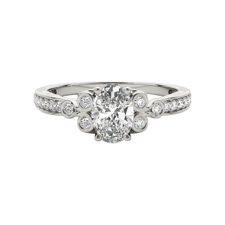 GIA 2,51ct Oval Vintage Lünette Openwork Kathedrale Diamantring im Angebot