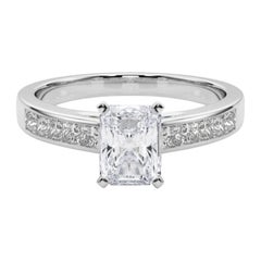 GIA 2.51ct Radiant Princess Channel Solitaire Center White Gold Diamond Ring
