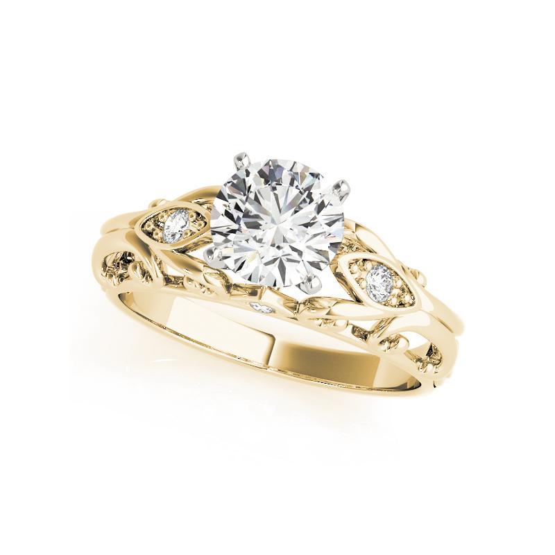Taille ronde GIA 2.51ct Round Garden Trellis Filigree Vintage Yellow Gold Diamond Ring en vente