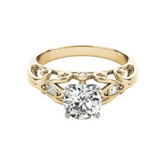 GIA 2.51ct Anello con diamante rotondo a filigrana in oro giallo vintage