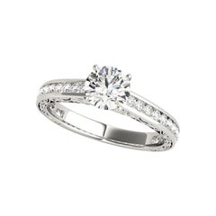 GIA 2.51ct Round Solitaire & Channel Vintage Garden Diamond Ring