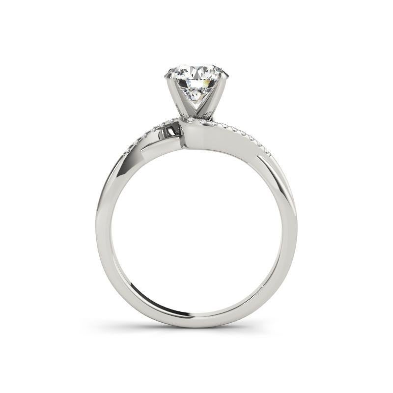 Taglio rotondo GIA 2.51ct Round Solitaire Double Curved Band Pave Diamond Ring in vendita