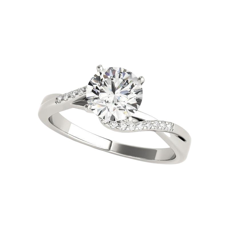 GIA 2.51ct Round Solitaire Double Curved Band Pave Diamond Ring