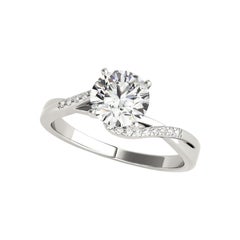 GIA 2.51ct Round Solitaire Double Curved Band Pave Diamond Ring