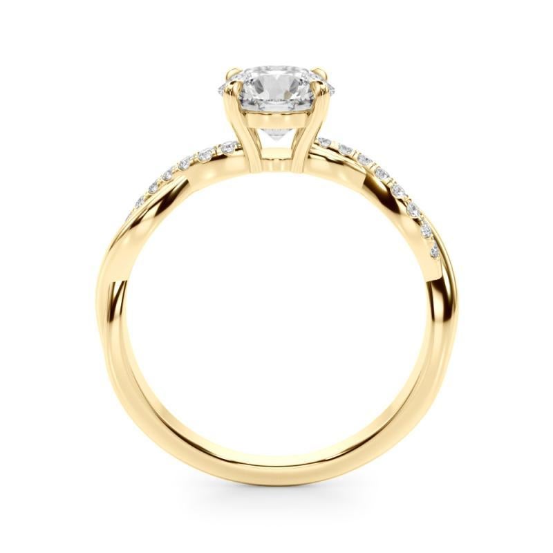 Taglio rotondo GIA 2,51ct Anello con diamanti in oro giallo a forma di vite attorcigliata e ispirata alla Nature in vendita