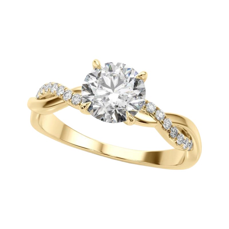 GIA 2,51ct Anello con diamanti in oro giallo a forma di vite attorcigliata e ispirata alla Nature