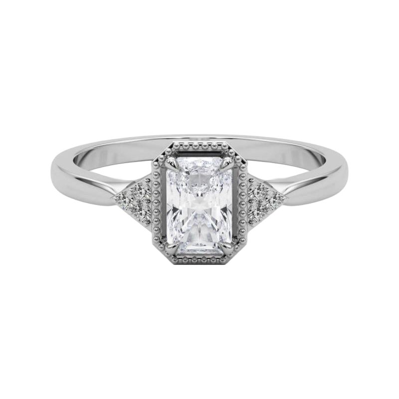 GIA 2.52 Carat Milgrain Radiant Geometric Bezel  Bague en diamant