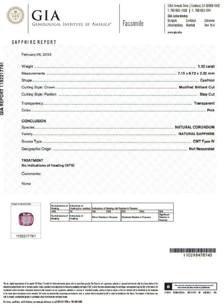No Heat, True Pink Cushion sapphire 