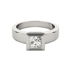 GIA 2.52ct Prinzessin Moderne Lünette Solitär Breite Band Weißgold Diamantring