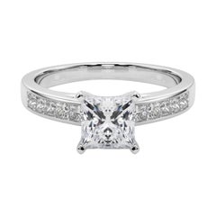 GIA 2.52ct Princess Princess Channel Solitaire Center Diamond Ring