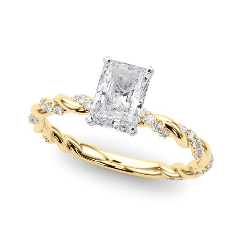 Taglio radiant GIA 2,52ct Radiant Micro Pave Twisted Braid Band Anello di diamanti in oro giallo 18K