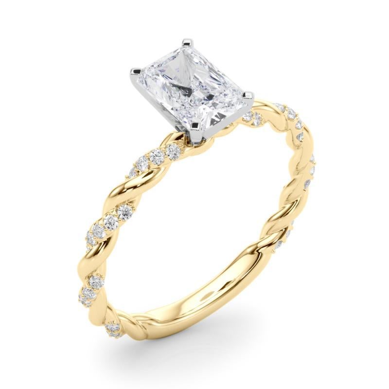 Donna GIA 2,52ct Radiant Micro Pave Twisted Braid Band Anello di diamanti in oro giallo 18K