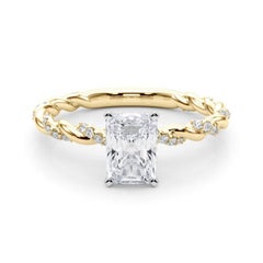 GIA 2,52ct Radiant Micro Pave Twisted Braid Band 18K Gelbgold Diamantring