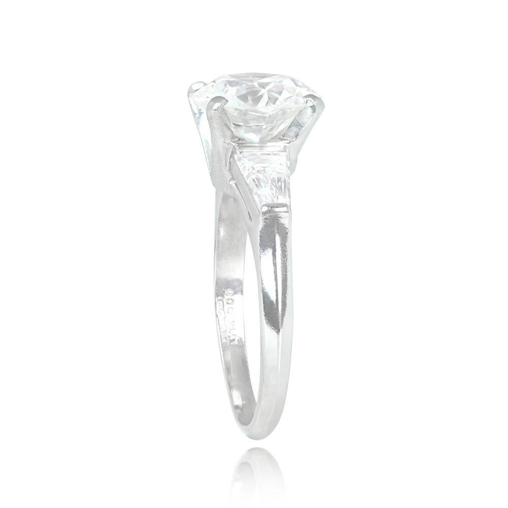 Art Deco GIA 2.53ct Old European Cut Diamond Engagement Ring, Platinum For Sale