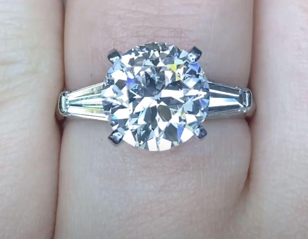 Women's GIA 2.53ct Old European Cut Diamond Engagement Ring, Platinum For Sale