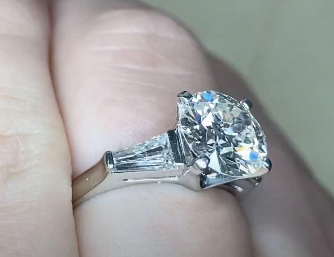 GIA 2.53ct Old European Cut Diamond Engagement Ring, Platinum For Sale 1