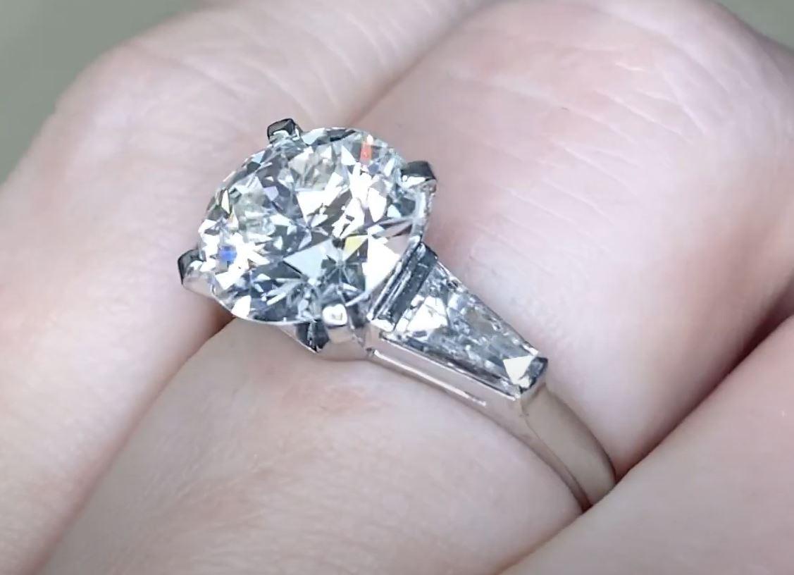 GIA 2.53ct Old European Cut Diamond Engagement Ring, Platinum For Sale 2