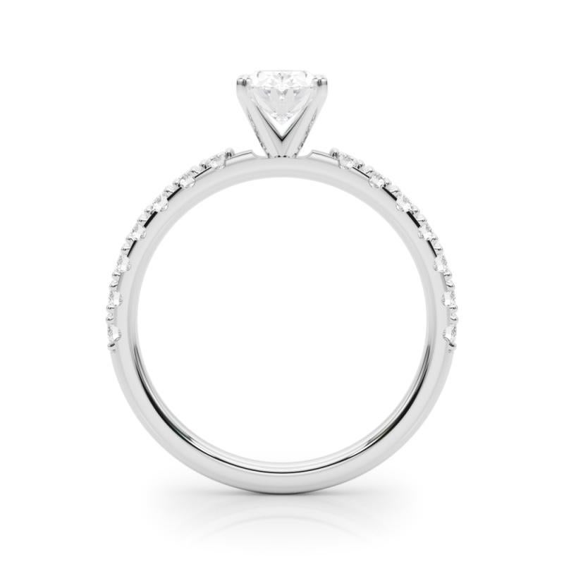 GIA 2.53ct Oval Solitaire avec Demi-Eternité Bague diamant en or blanc 18K Neuf - En vente à New York, NY