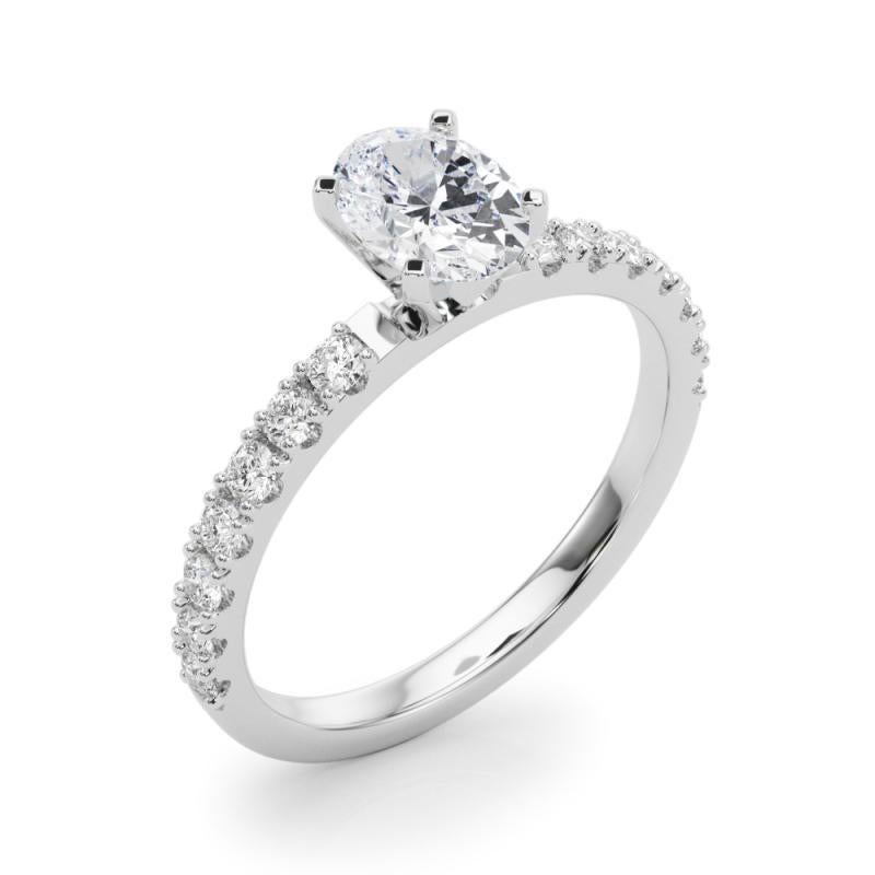 GIA 2.53ct Oval Solitaire avec Demi-Eternité Bague diamant en or blanc 18K Pour femmes en vente