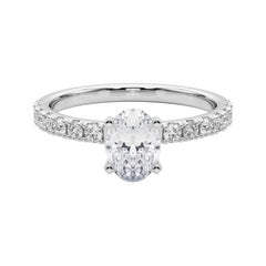 GIA 2.53ct Oval Solitaire avec Demi-Eternité Bague diamant en or blanc 18K