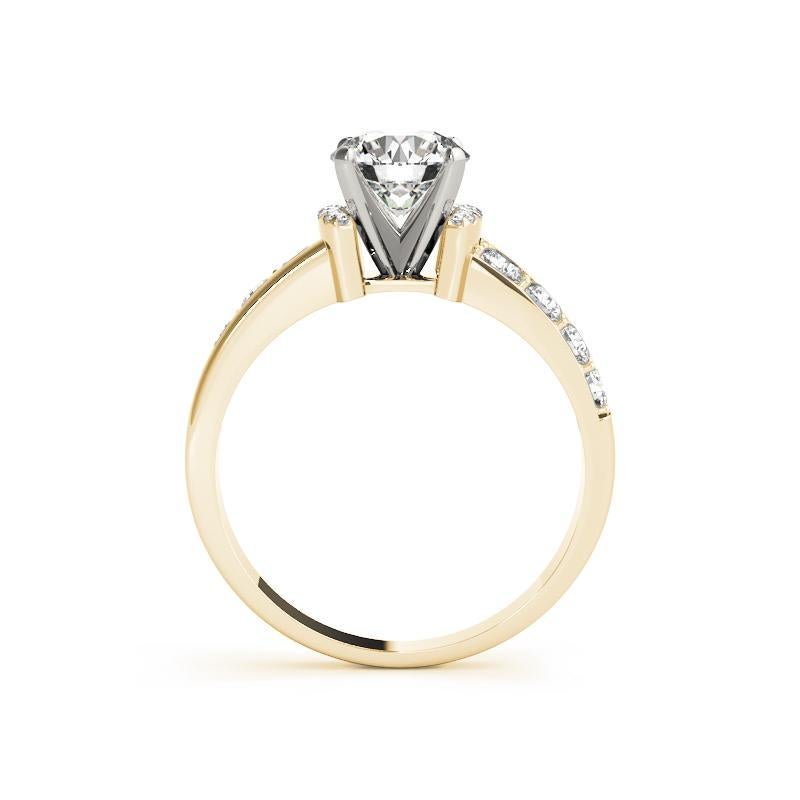 GIA 2,53ct Runder Solitär & Halb-Halo Kanal 18K Gelbgold Diamantring (Rundschliff) im Angebot