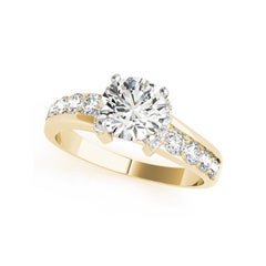 GIA 2,53ct Runder Solitär & Halb-Halo Kanal 18K Gelbgold Diamantring