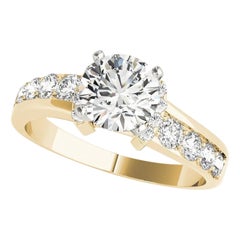 GIA 2,53ct Runder Solitär & Halb-Halo Kanal 18K Gelbgold Diamantring