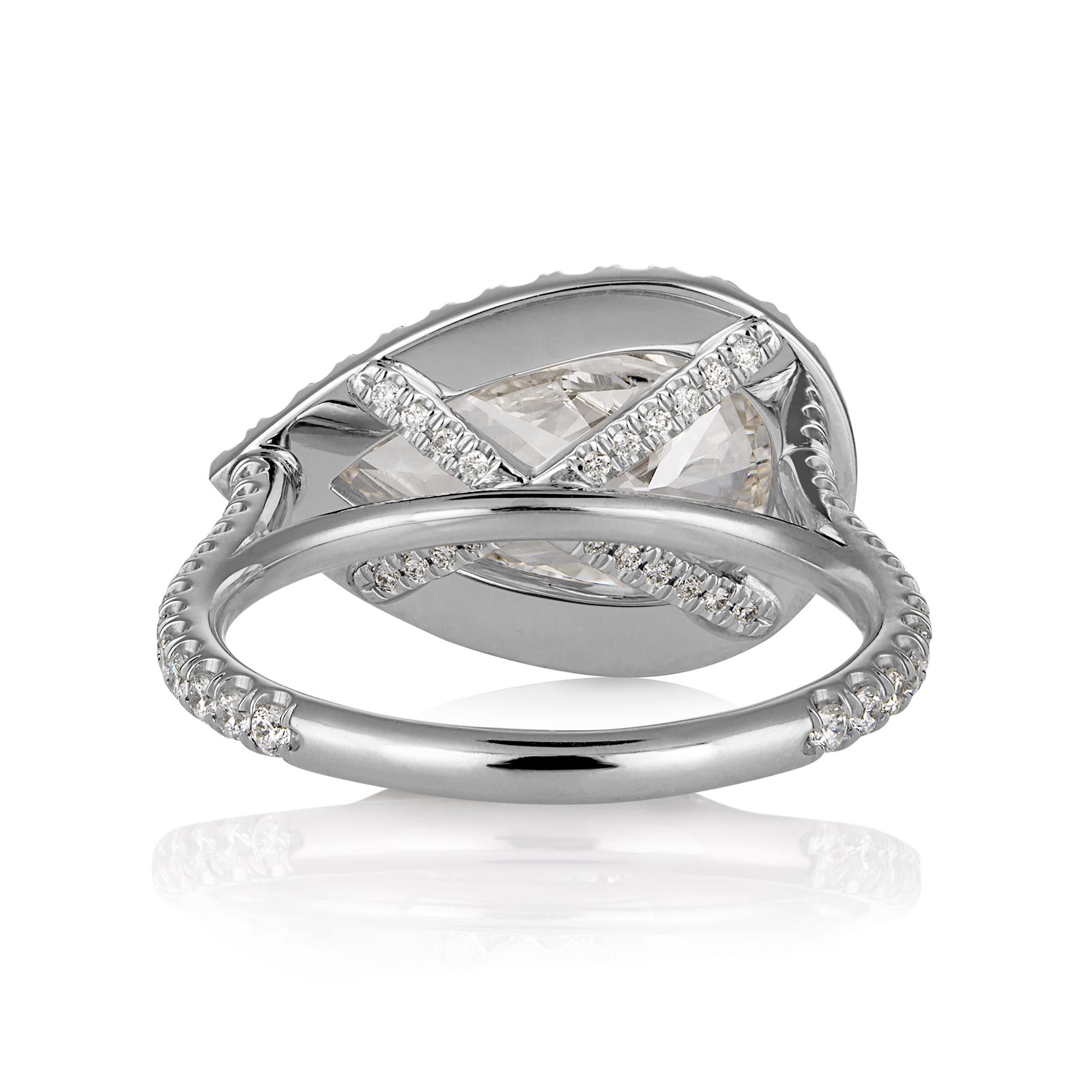 GIA 2.53ctw Pear Diamond Engagement Halo Pave Platinum Ring 2
