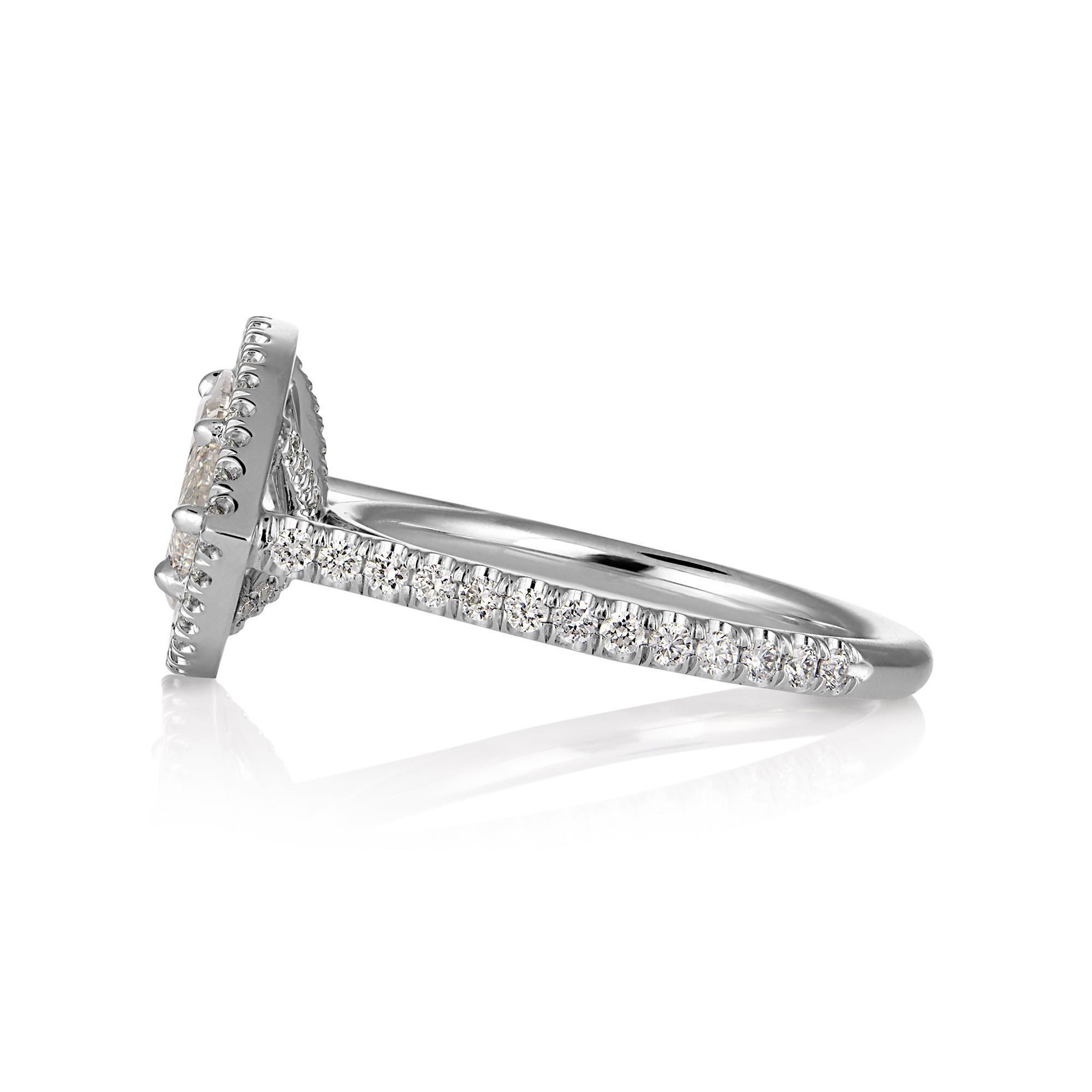 GIA 2.53ctw Pear Diamond Engagement Halo Pave Platinum Ring 3