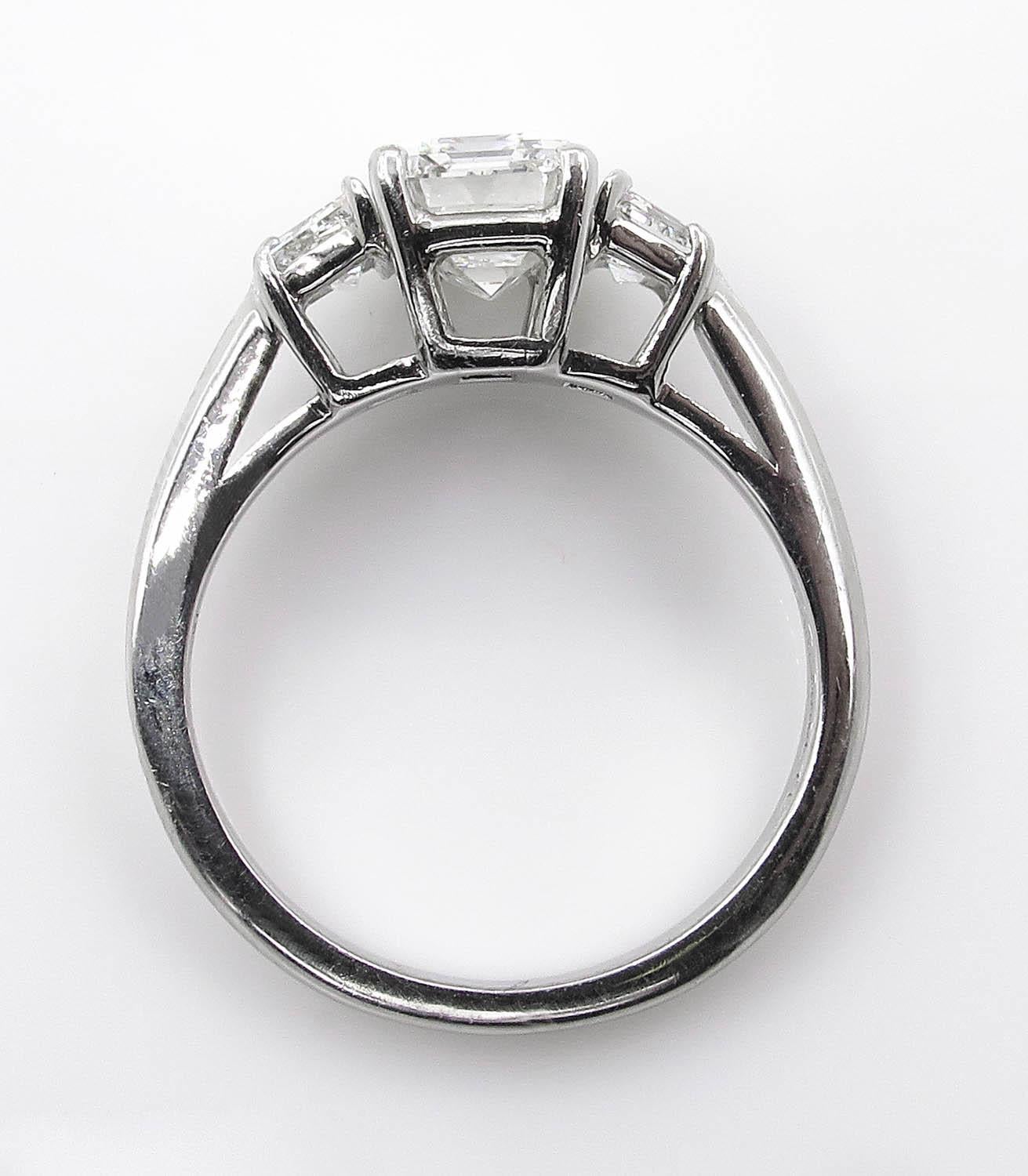 GIA 2.54 Carat Vintage Emerald cut Diamond Engagement Wedding Platinum Ring 2