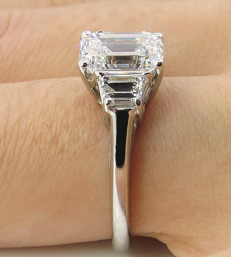 GIA 2.54 Carat Vintage Emerald cut Diamond Engagement Wedding Platinum Ring 11