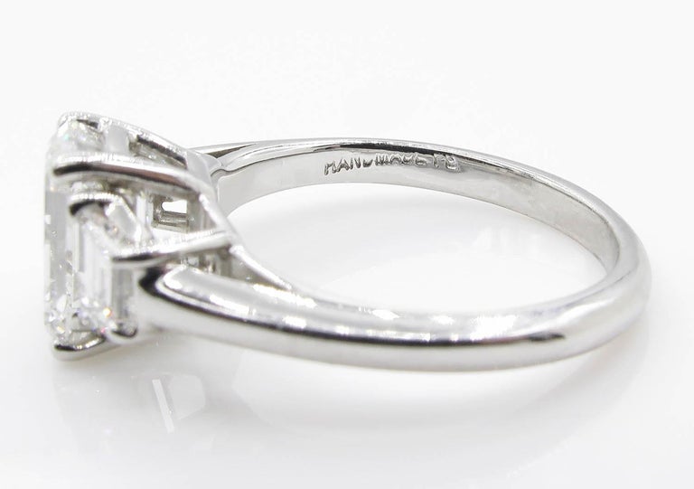 GIA 2.54 Carat Vintage Emerald cut Diamond Engagement Wedding Platinum Ring 3