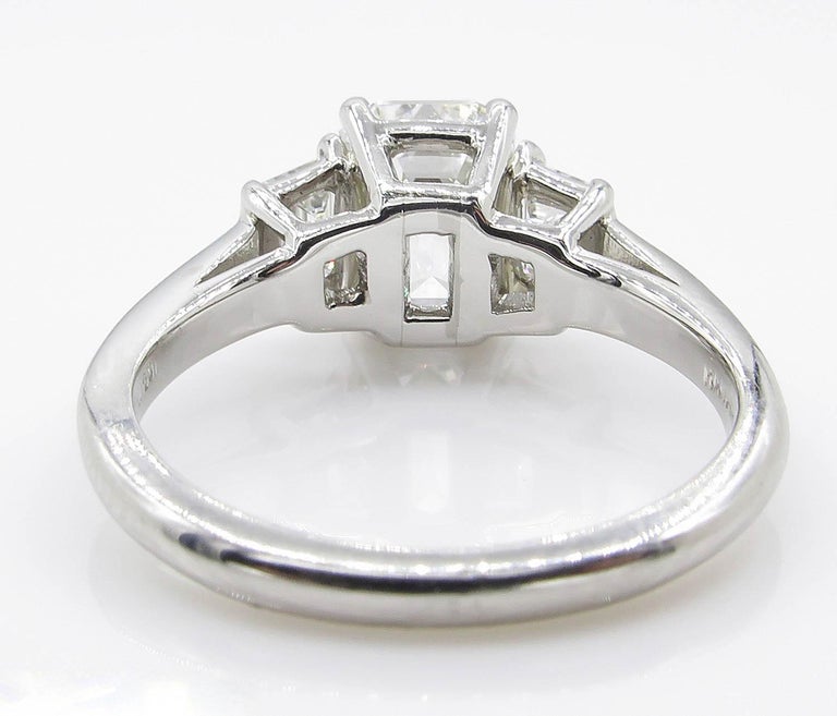 GIA 2.54 Carat Vintage Emerald cut Diamond Engagement Wedding Platinum Ring 4