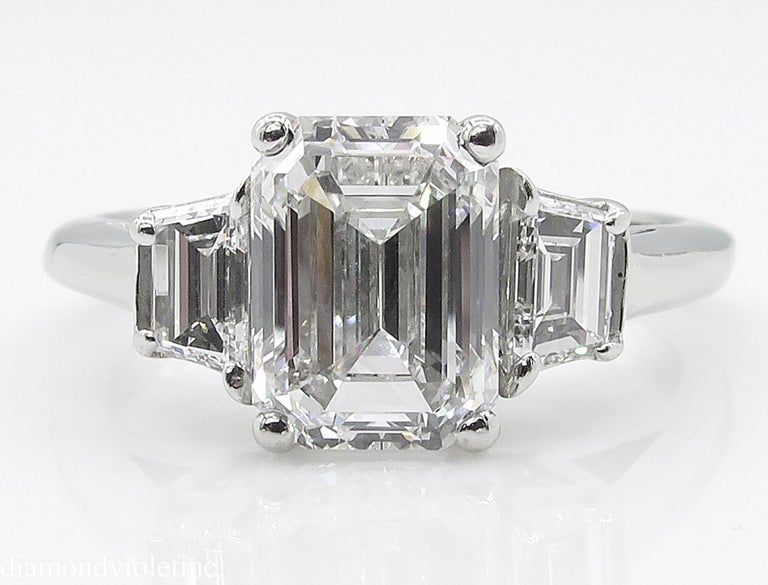 GIA 2.54 Carat Vintage Emerald cut Diamond Engagement ...